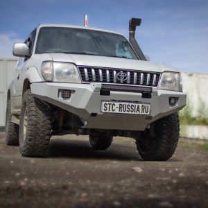 Бампер силовой передний STC тип Revo Toyota Land Cruiser Prado 95 с защитной дугой, противотуманными фарами и балкой дальнего света